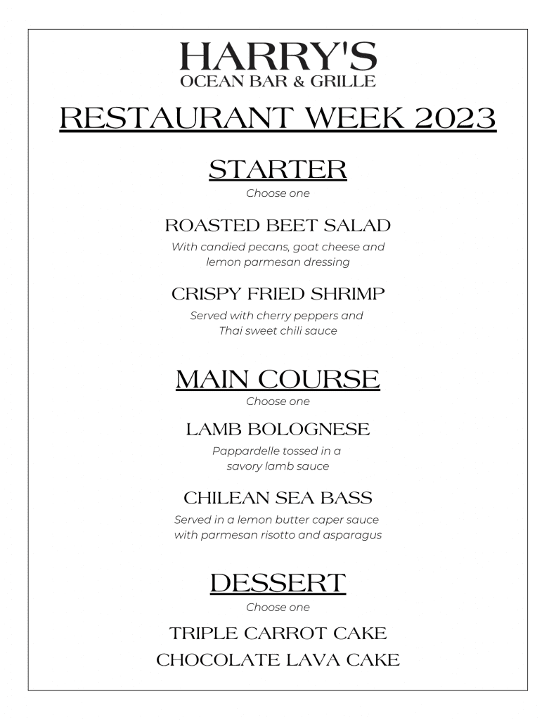 2023 restaurant week menu