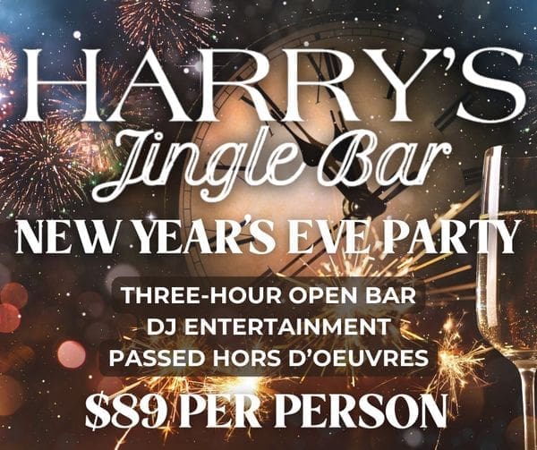 Celebrate NYE with us! Open Bar, DJ, Passed Apps